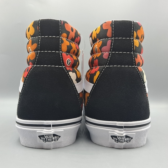 New Vans Sk8-Hi Top Flower Black White Orange Halloween Floral Men's Size 11.5 - Picture 6 of 9